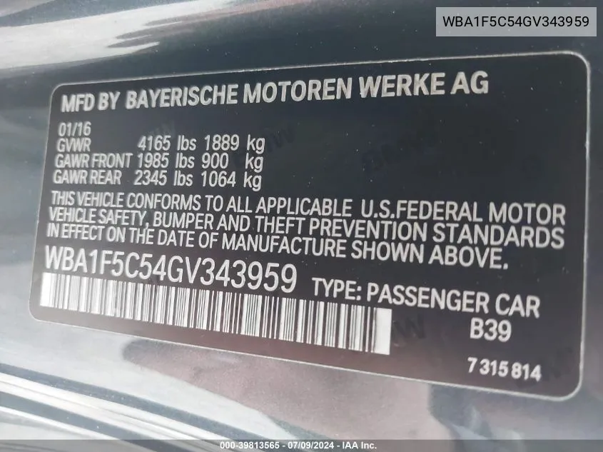 WBA1F5C54GV343959 2016 BMW 228I