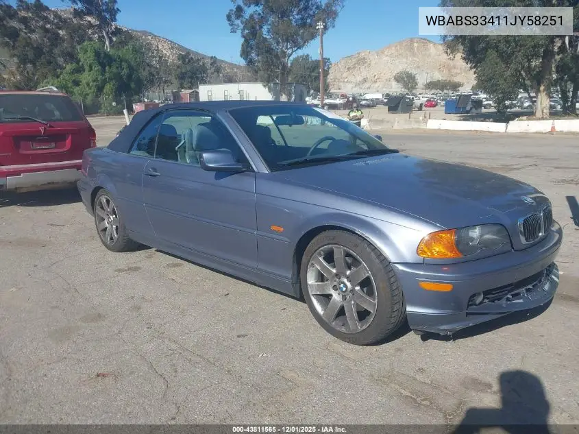 WBABS33411JY58251 2001 BMW 325Ci