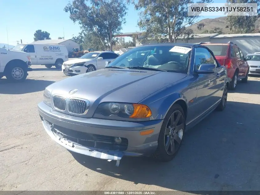 WBABS33411JY58251 2001 BMW 325Ci