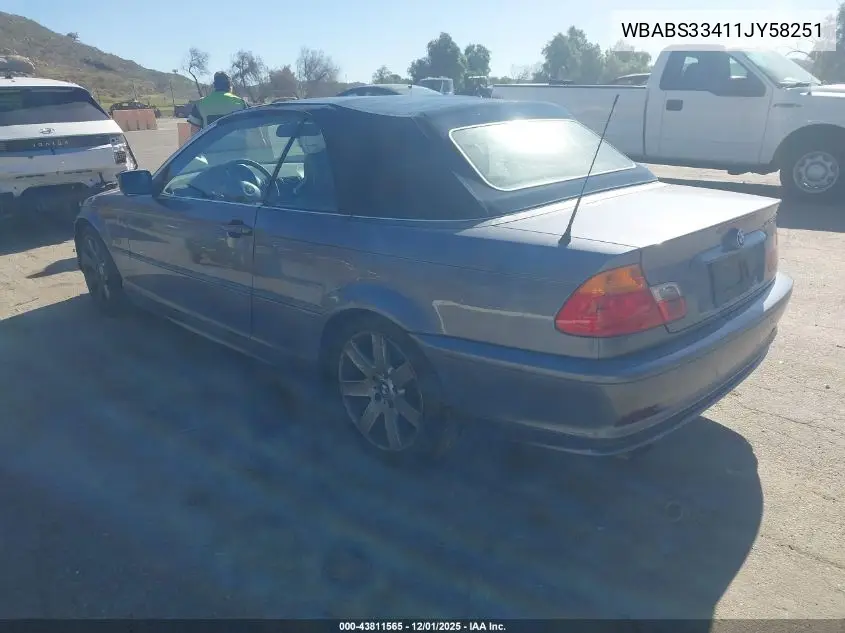 WBABS33411JY58251 2001 BMW 325Ci