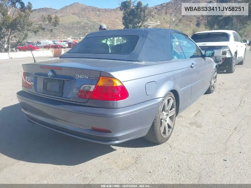 WBABS33411JY58251 2001 BMW 325Ci