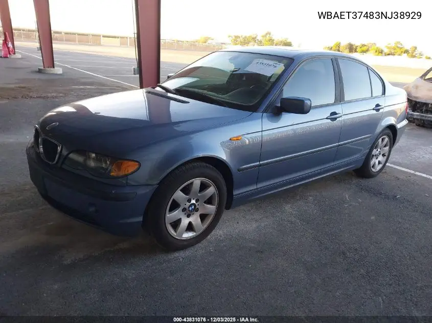 WBAET37483NJ38929 2003 BMW 325I