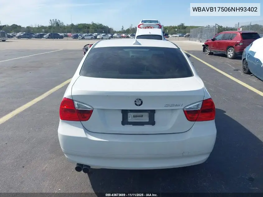 WBAVB17506NH93402 2006 BMW 325I