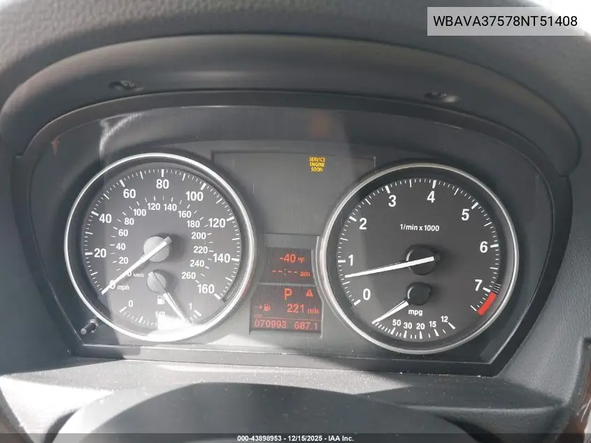 WBAVA37578NT51408 2008 BMW 328I