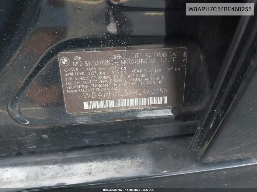 WBAPH7C54BE460255 2011 BMW 328I