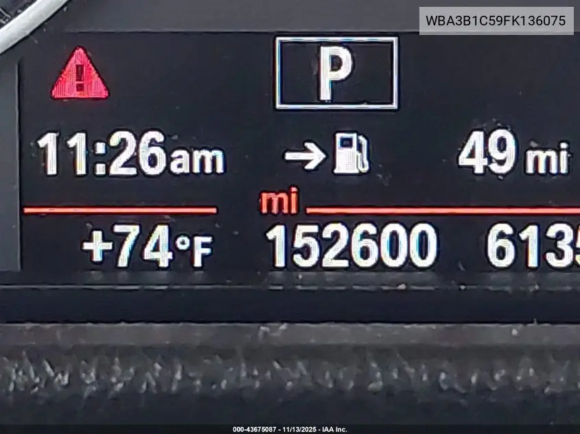 WBA3B1C59FK136075 2015 BMW 320I