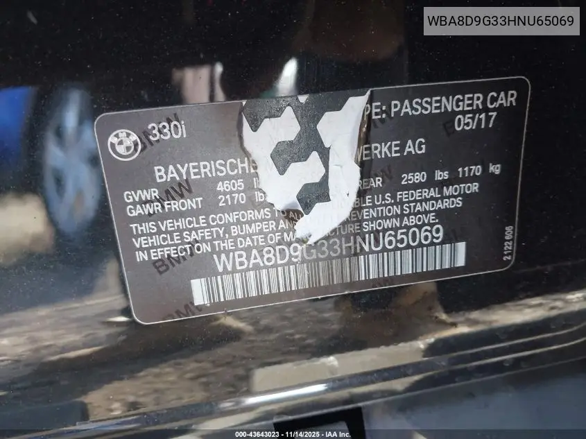 WBA8D9G33HNU65069 2017 BMW 330I xDrive