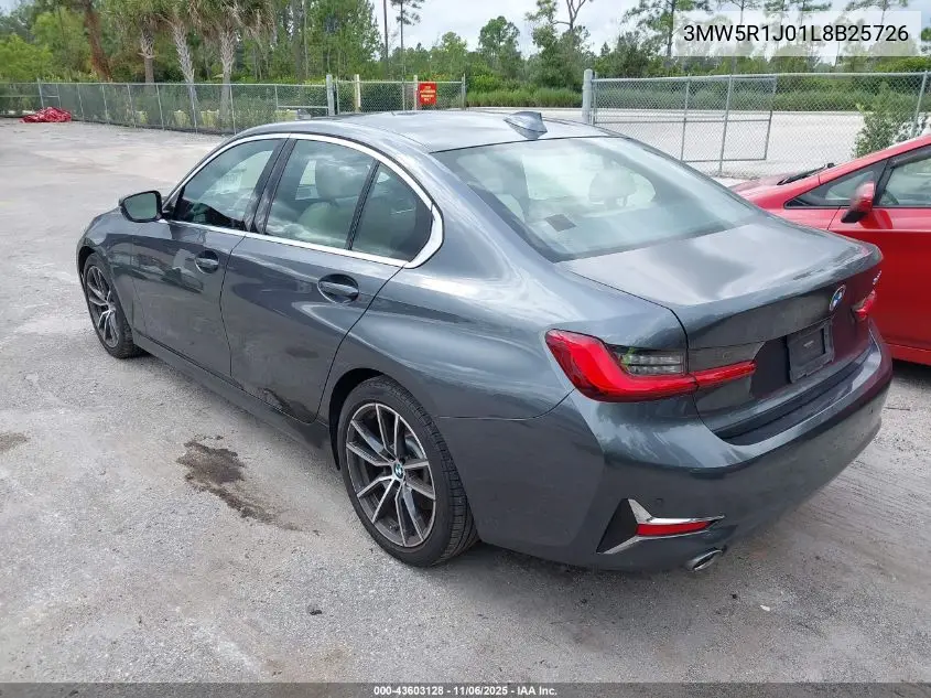 3MW5R1J01L8B25726 2020 BMW 330I