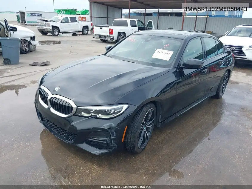 2021 BMW 330I VIN: 3MW5R1J02M8B50443 Lot: 44759683