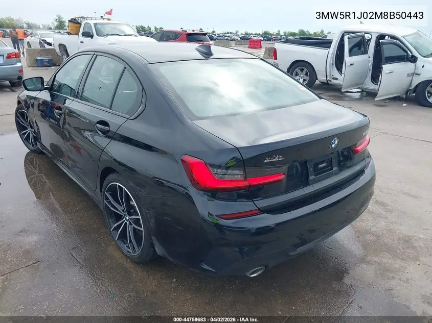 2021 BMW 330I VIN: 3MW5R1J02M8B50443 Lot: 44759683