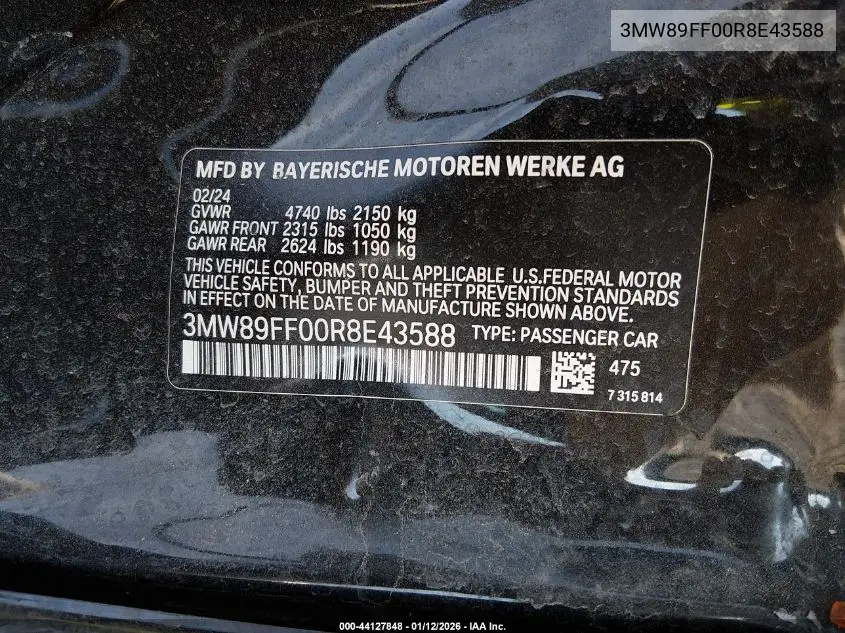 3MW89FF00R8E43588 2024 BMW 330I xDrive