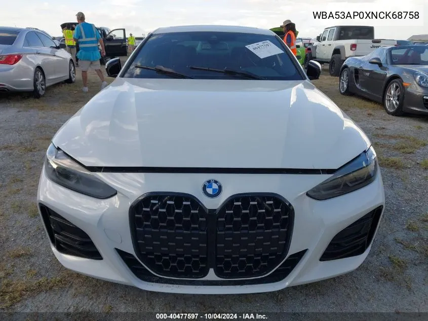 WBA53AP0XNCK68758 2022 BMW 430I