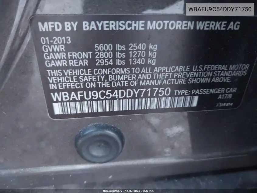 WBAFU9C54DDY71750 2013 BMW 550I xDrive