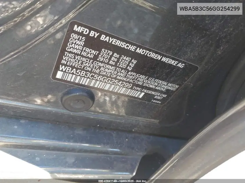 WBA5B3C56GG254299 2016 BMW 535I xDrive