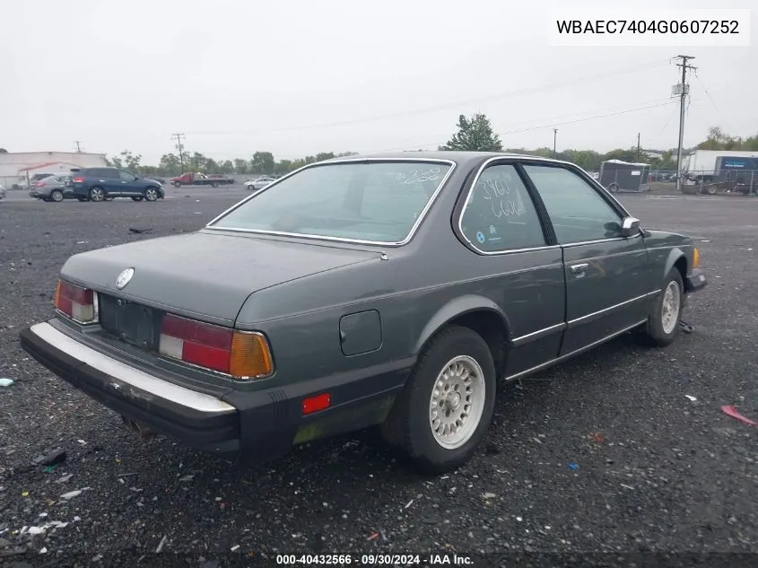 WBAEC7404G0607252 1986 BMW 635 Csi