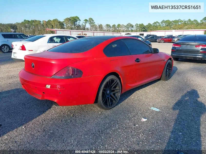 WBAEH13537CR51651 2007 BMW 650I