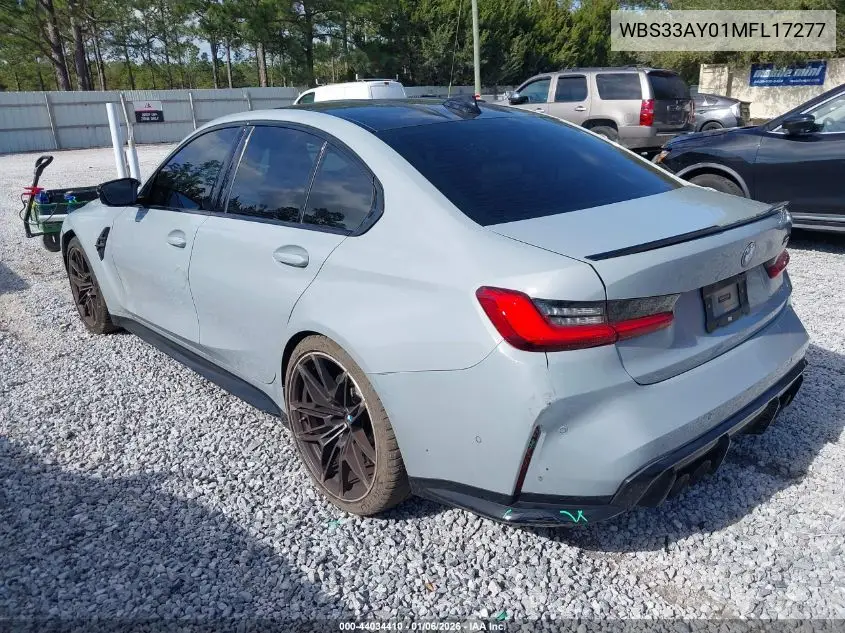 2021 BMW M3 Competition VIN: WBS33AY01MFL17277 Lot: 44034410