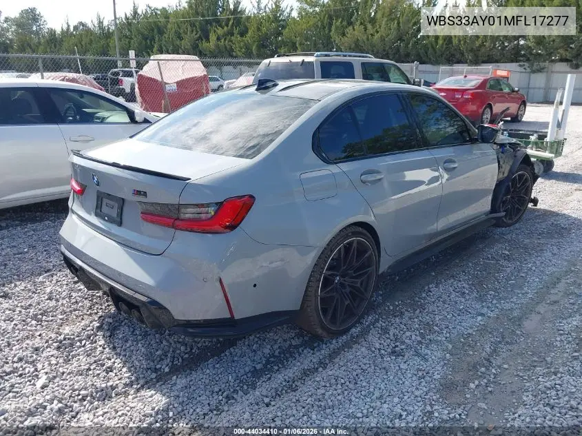 2021 BMW M3 Competition VIN: WBS33AY01MFL17277 Lot: 44034410