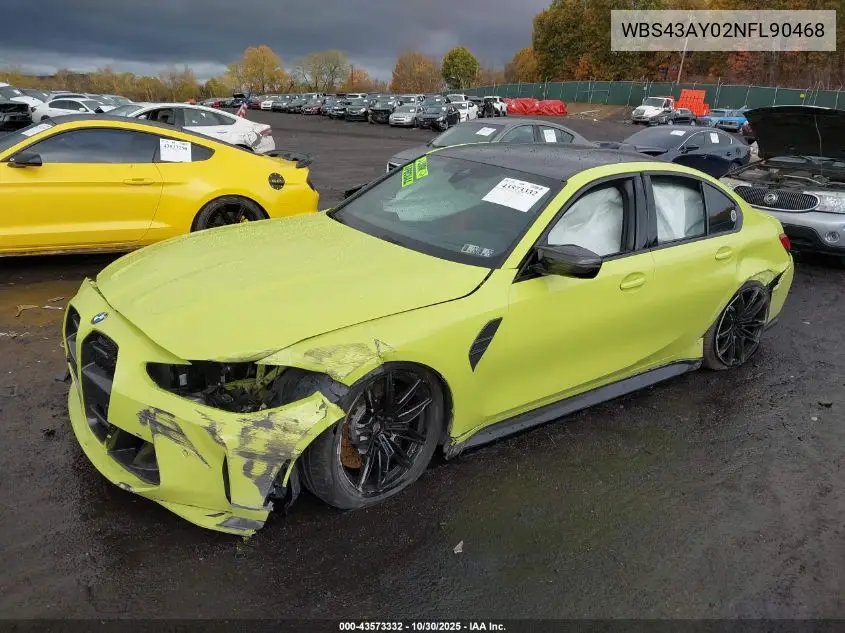 WBS43AY02NFL90468 2022 BMW M3 Competition xDrive