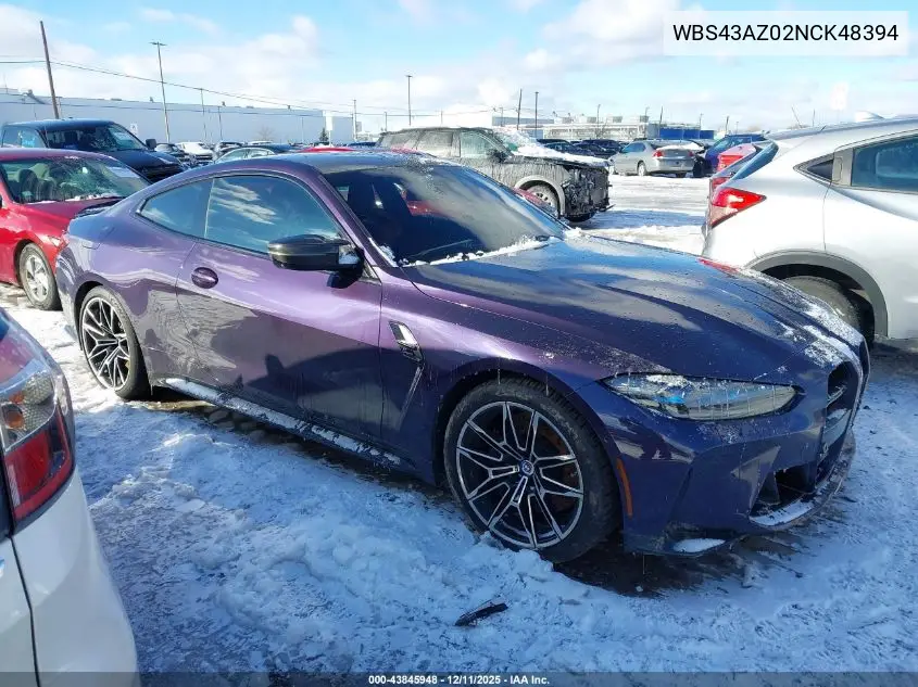 2022 BMW M4 Competition xDrive VIN: WBS43AZ02NCK48394 Lot: 43845948