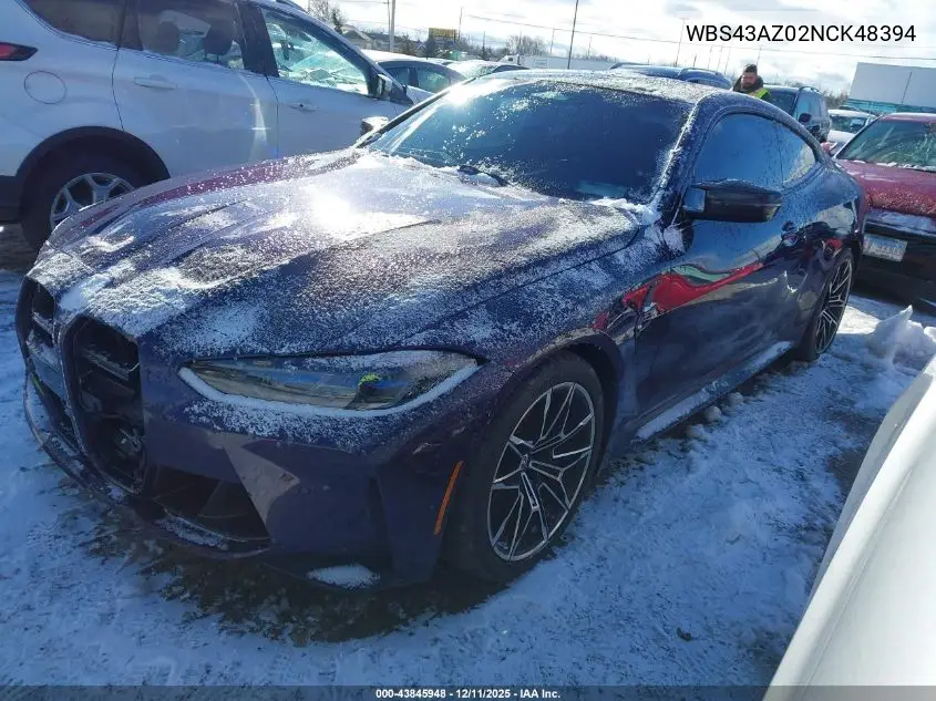 2022 BMW M4 Competition xDrive VIN: WBS43AZ02NCK48394 Lot: 43845948