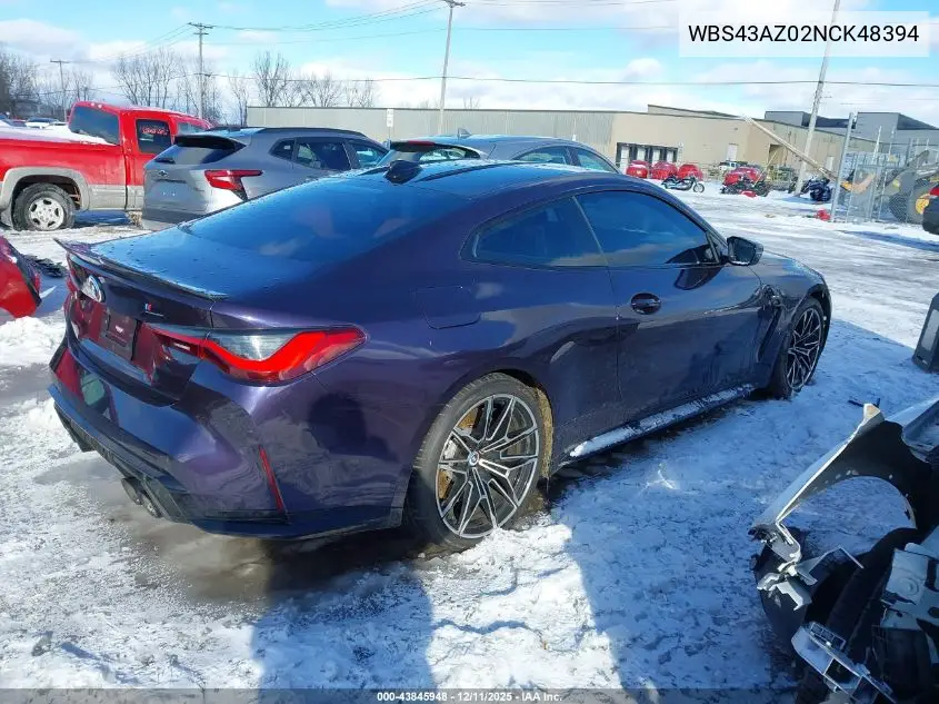 2022 BMW M4 Competition xDrive VIN: WBS43AZ02NCK48394 Lot: 43845948