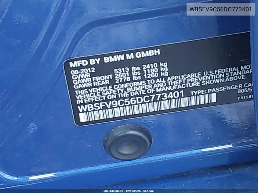 WBSFV9C56DC773401 2013 BMW M5