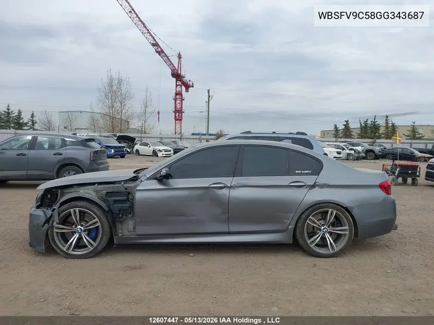 2016 BMW M5 VIN: WBSFV9C58GG343687 Lot: 12607447