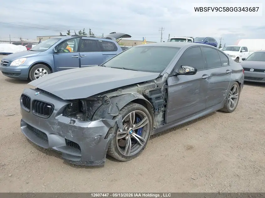2016 BMW M5 VIN: WBSFV9C58GG343687 Lot: 12607447
