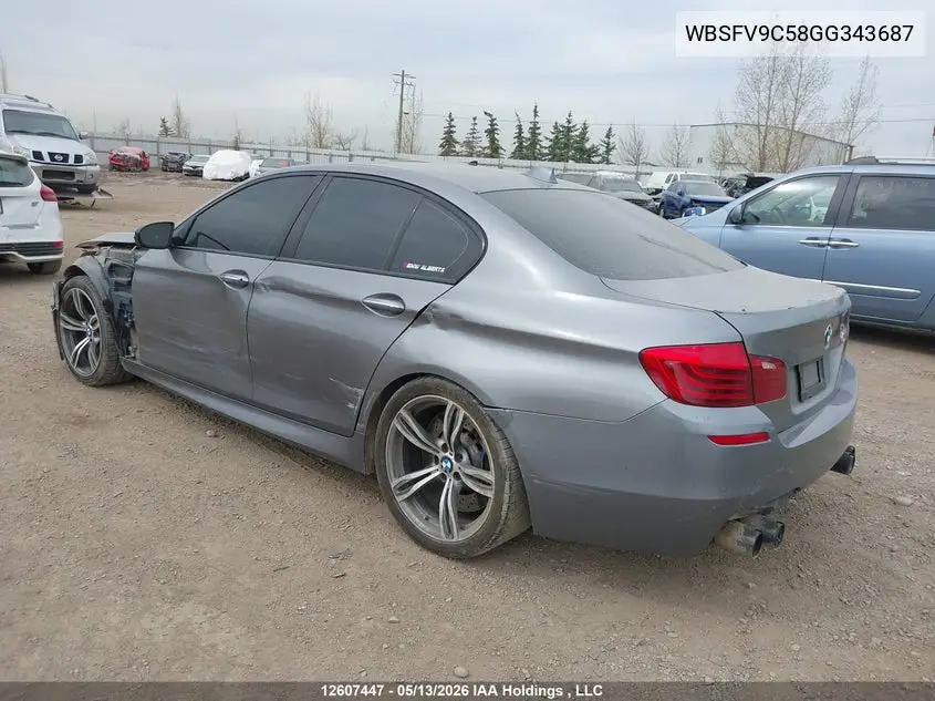 2016 BMW M5 VIN: WBSFV9C58GG343687 Lot: 12607447