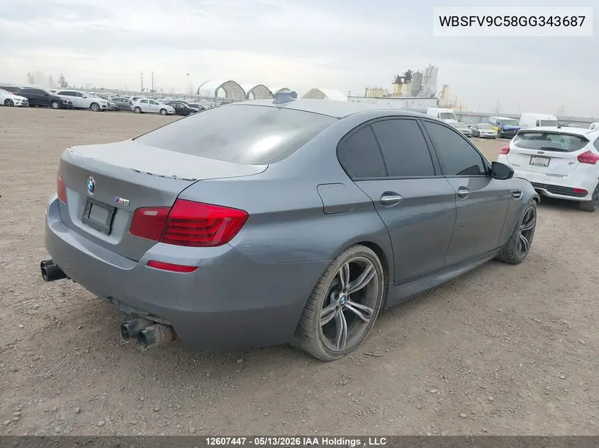 2016 BMW M5 VIN: WBSFV9C58GG343687 Lot: 12607447