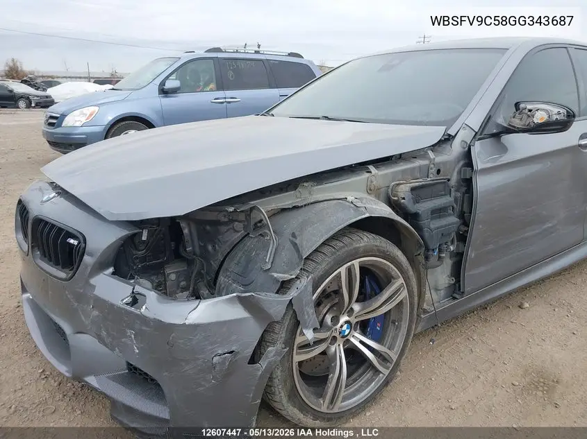 2016 BMW M5 VIN: WBSFV9C58GG343687 Lot: 12607447