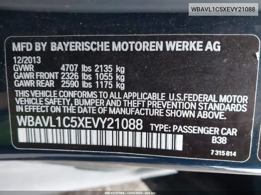 WBAVL1C5XEVY21088 2014 BMW X1 xDrive28I