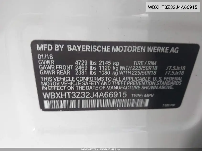 WBXHT3Z32J4A66915 2018 BMW X1 xDrive28I