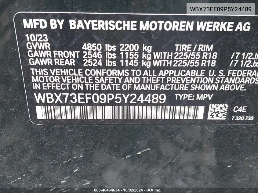 WBX73EF09P5Y24489 2023 BMW X1 xDrive28I