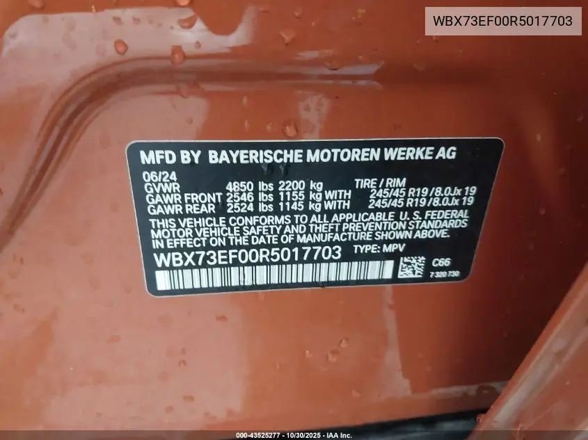 WBX73EF00R5017703 2024 BMW X1 xDrive28I