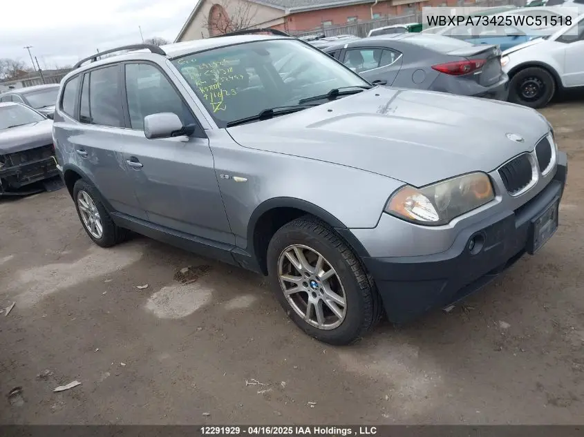 WBXPA73425WC51518 2005 BMW X3 2.5I
