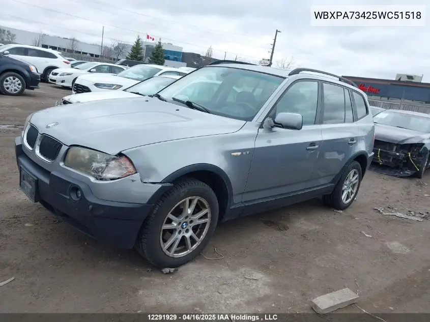 WBXPA73425WC51518 2005 BMW X3 2.5I