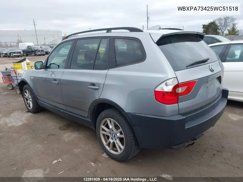 WBXPA73425WC51518 2005 BMW X3 2.5I