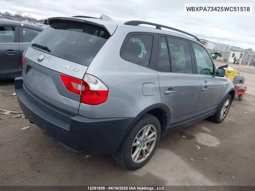 WBXPA73425WC51518 2005 BMW X3 2.5I
