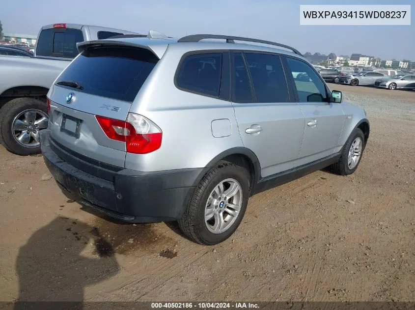 WBXPA93415WD08237 2005 BMW X3 3.0I