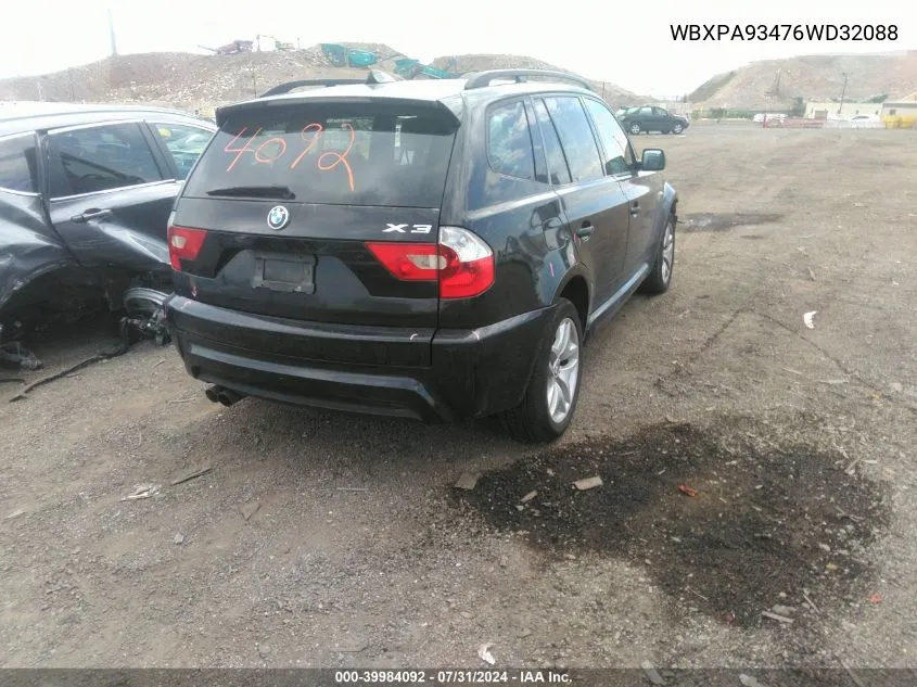 WBXPA93476WD32088 2006 BMW X3 3.0I