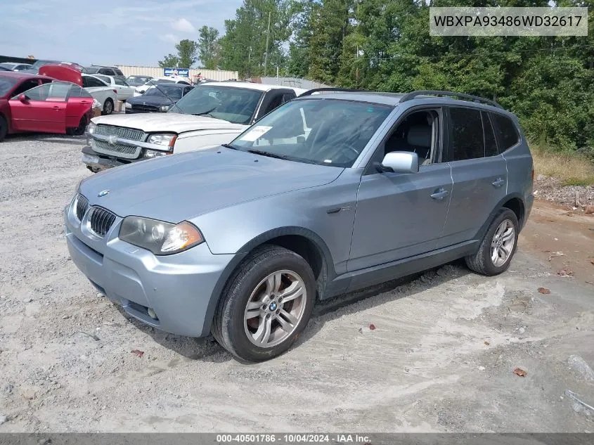 WBXPA93486WD32617 2006 BMW X3 3.0I