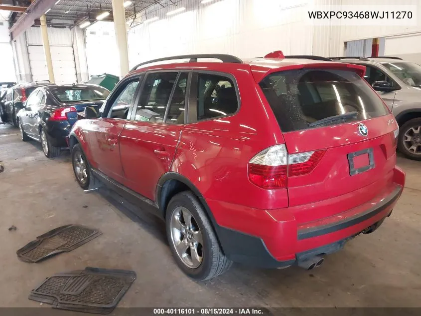 WBXPC93468WJ11270 2008 BMW X3 3.0Si