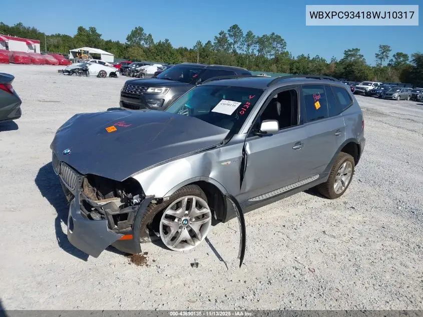 WBXPC93418WJ10317 2008 BMW X3 3.0Si