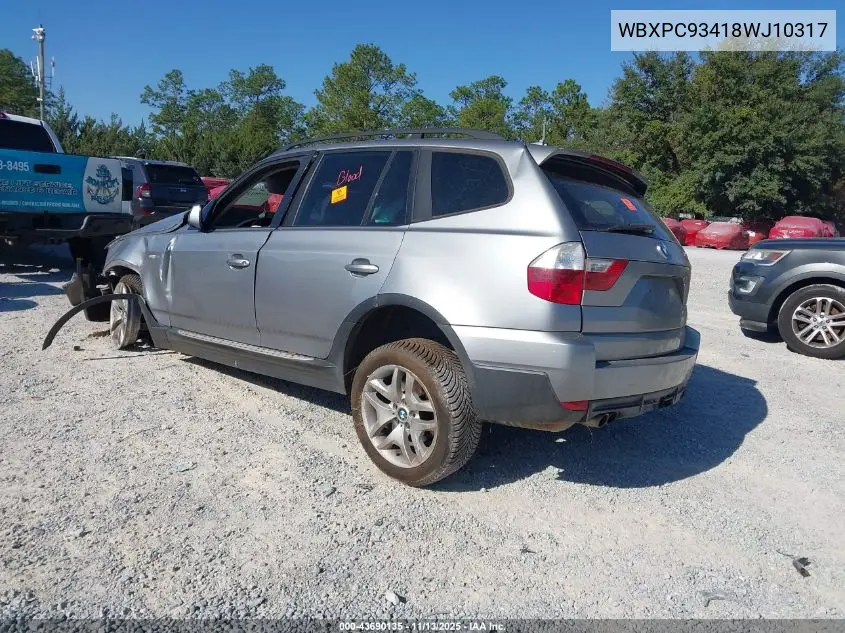 WBXPC93418WJ10317 2008 BMW X3 3.0Si