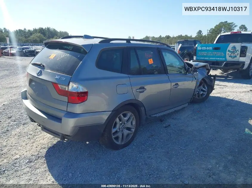 WBXPC93418WJ10317 2008 BMW X3 3.0Si