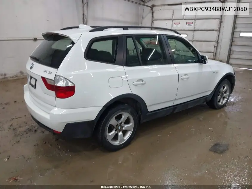WBXPC93488WJ12050 2008 BMW X3 3.0Si