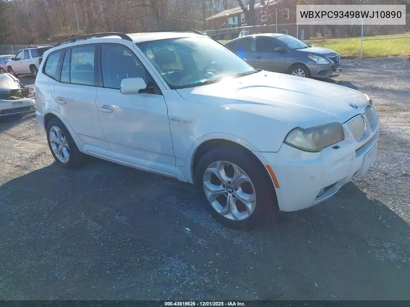 WBXPC93498WJ10890 2008 BMW X3 3.0Si