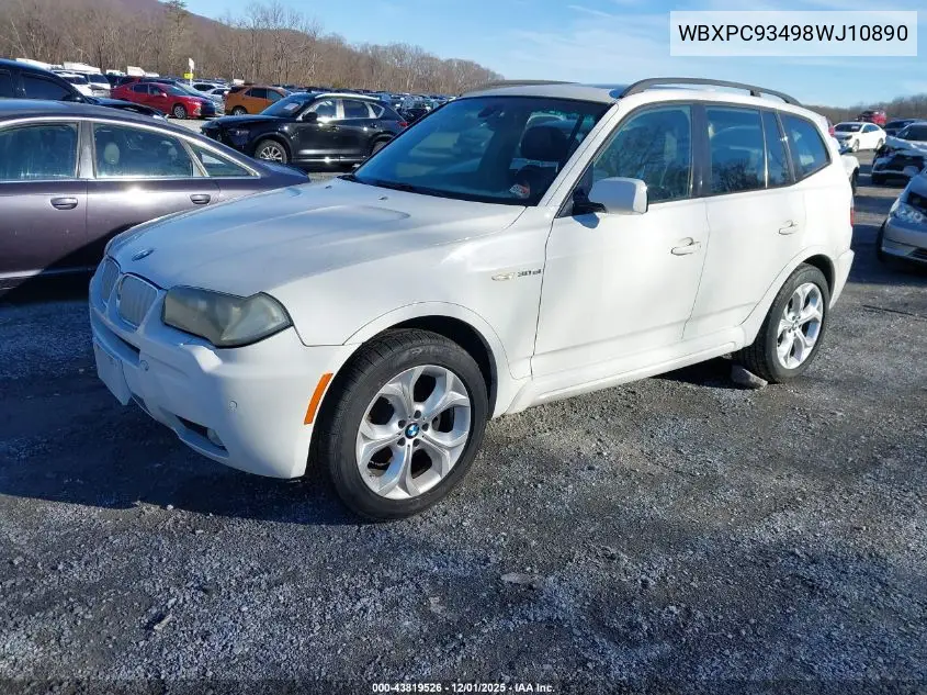 WBXPC93498WJ10890 2008 BMW X3 3.0Si